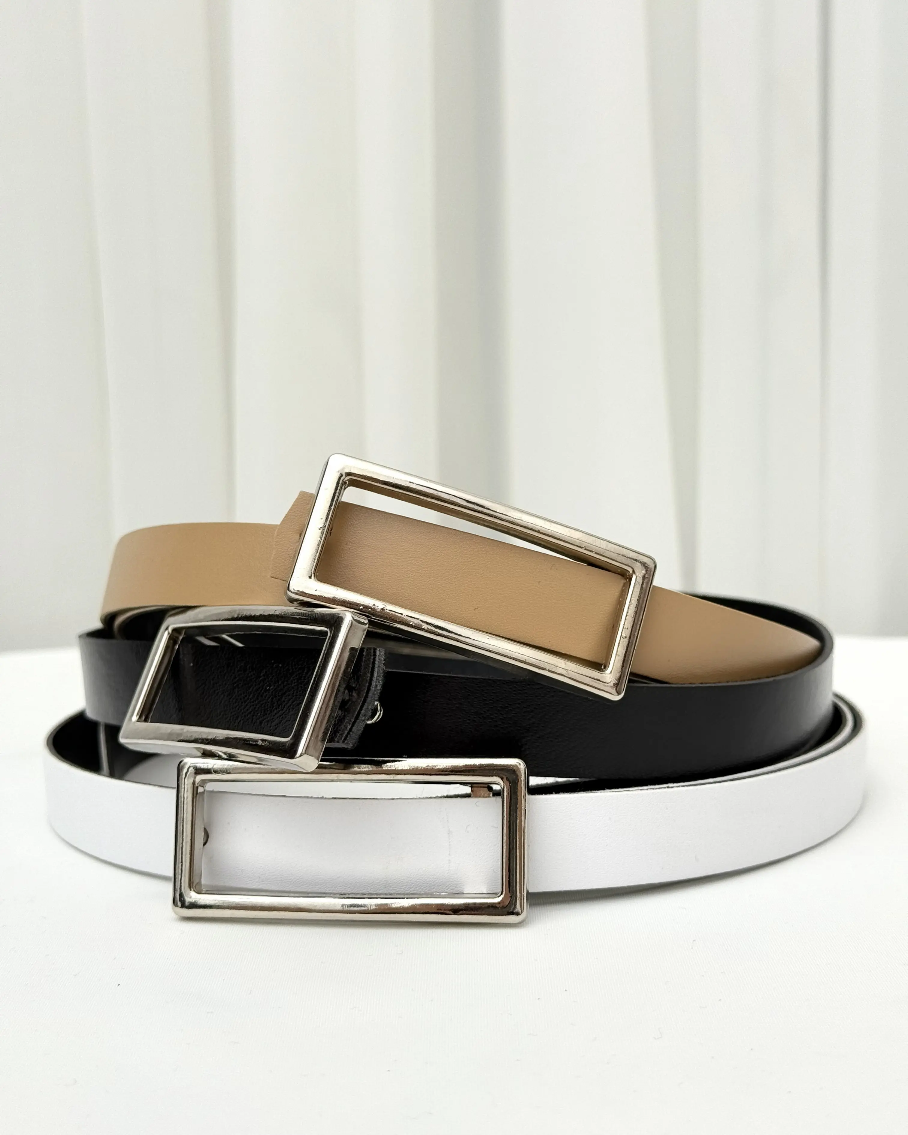 کمربند چرم دو سانتی سگک مستطیل